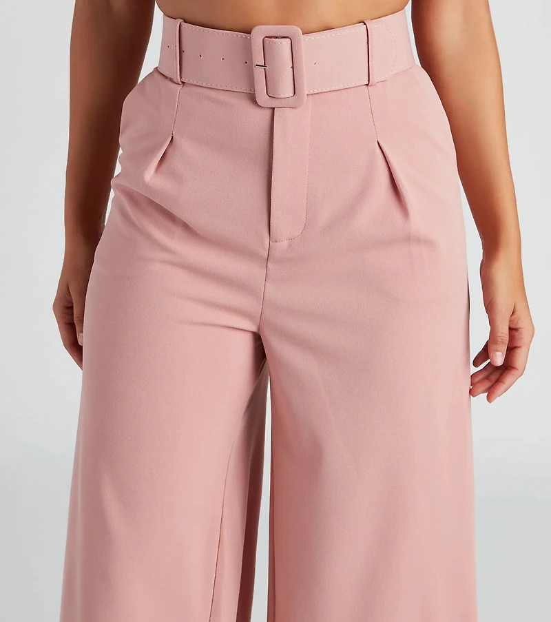Flip Reverse Belted Trouser Pants