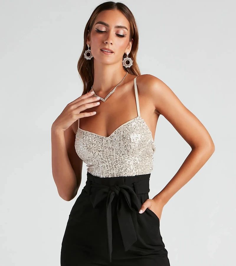 Catch Me Sequin Wide-Leg Jumpsuit