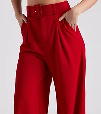 Flip Reverse Belted Trouser Pants
