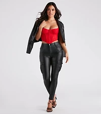 Casually Elevated Faux Leather Cargo Pants