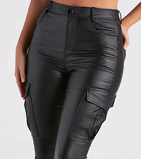 Casually Elevated Faux Leather Cargo Pants
