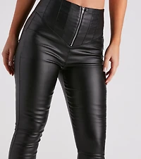 Edgy Babe Coated Faux Leather Skinny Pants