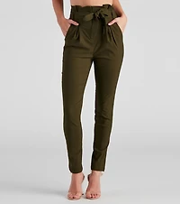High Waist Paperbag Skinny Dress Pants