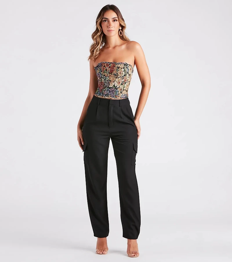 Cool Sophistication High Rise Cargo Trouser Pants