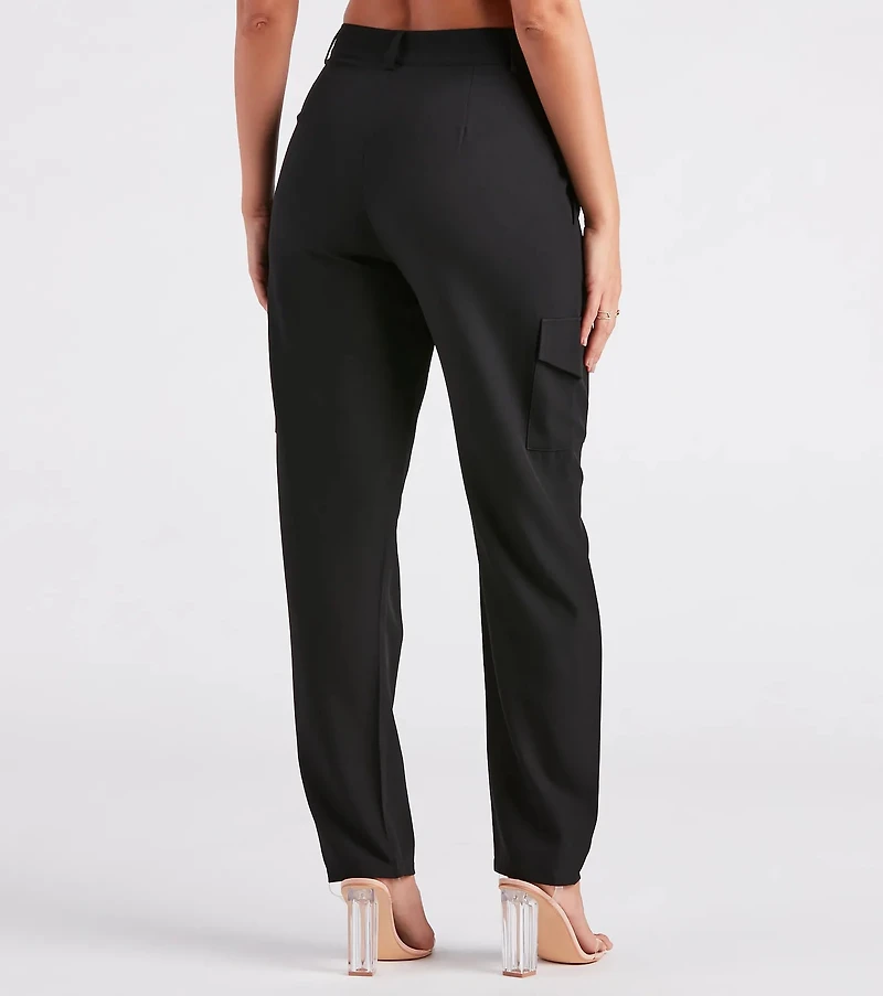Cool Sophistication High Rise Cargo Trouser Pants
