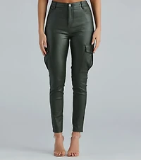 Casually Elevated Faux Leather Cargo Pants