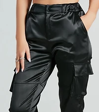 Got The Look Satin High-Rise Cargo Joggers