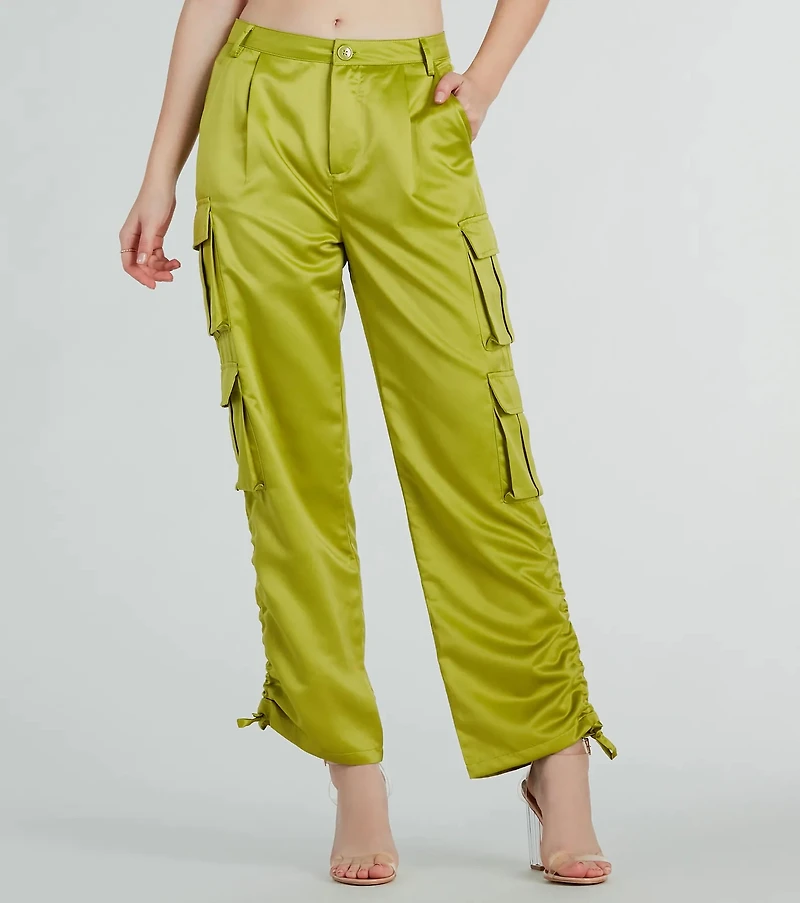 Trendy Babe Satin Cargo Pants