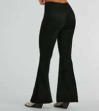Season Of Compliments Faux Suede Flare Pants