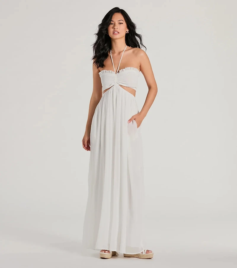 Ready To Charm Halter Cutout Wide-Leg Jumpsuit
