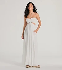 Ready To Charm Halter Cutout Wide-Leg Jumpsuit