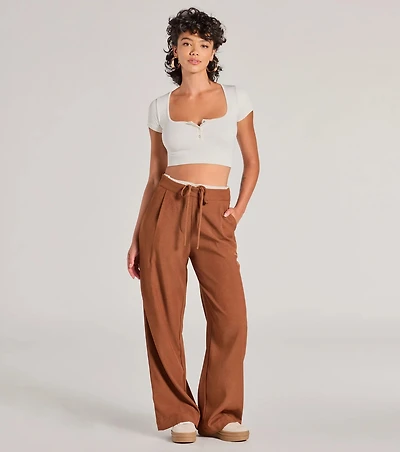 Trendy Muse Contrast Waist Trouser Pants