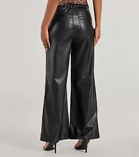 Glam Motion Faux Leather Wide-Leg Pants