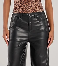 Glam Motion Faux Leather Wide-Leg Pants