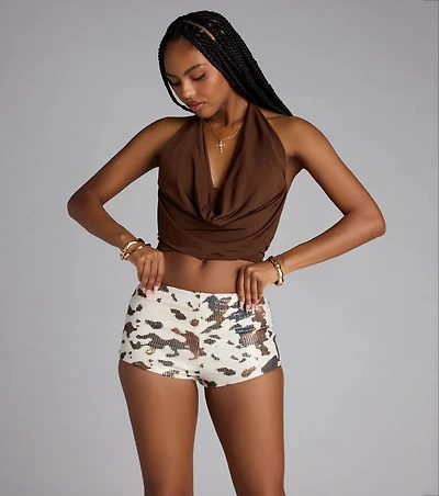 Make It Sparkle Cow Print Shorts