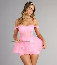 Enchanted Sparkle Glitter Tulle Ruffled Romper