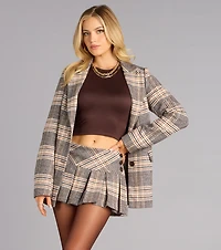 Polished Edit Plaid Pleated Mini Skort