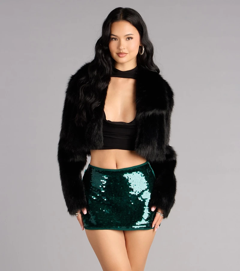 High Shine Sequin Mini Skort