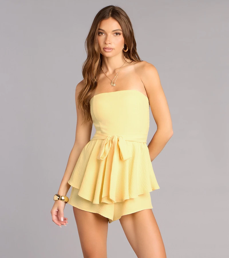 Sunlit Sweetheart Lace Back Romper