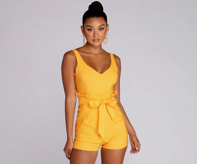 Flirt Alert Tie Waist Romper