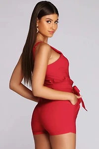 Flirt Alert Tie Waist Romper