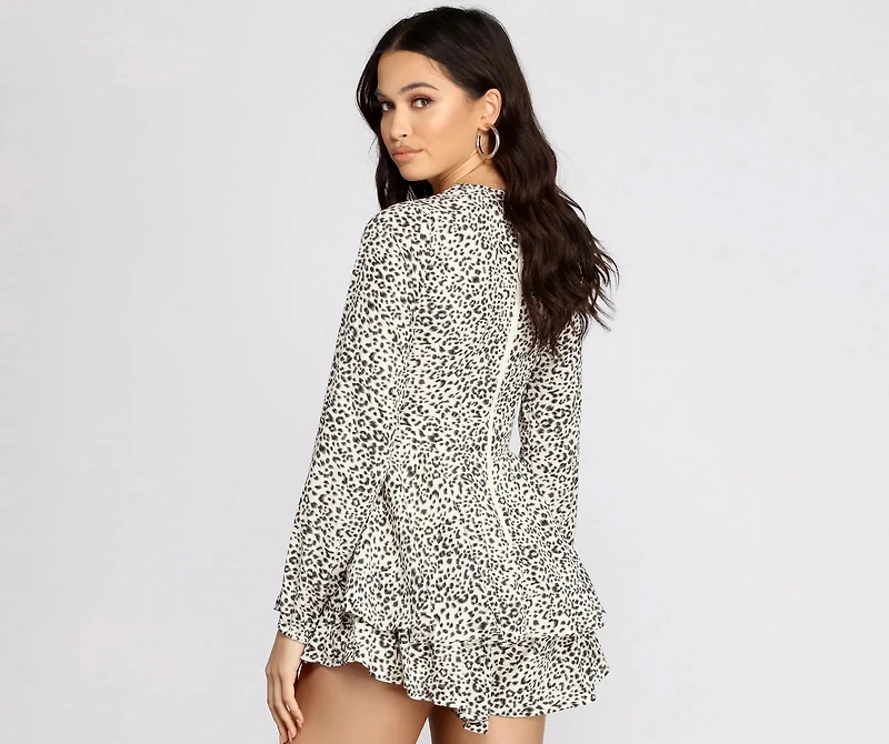 Leopard Print Skater Romper