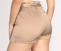 Paper Bag Tie Waist Cargo Shorts