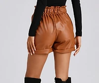 Chic Stunner Faux Leather Paperbag Shorts