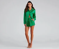 Stylishly Sleek High Waist Satin Shorts