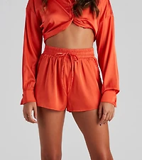 Stylishly Sleek High Waist Satin Shorts