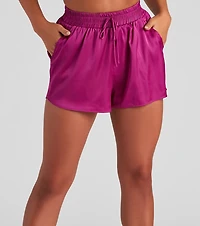 Stylishly Sleek High Waist Satin Shorts