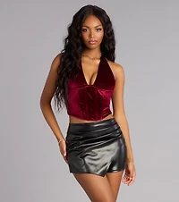 Cool-Girl Vibes Faux Leather Wrap Skort