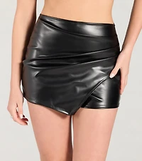Cool-Girl Vibes Faux Leather Wrap Skort