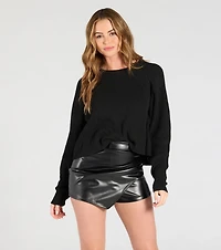 Cool-Girl Vibes Faux Leather Wrap Skort