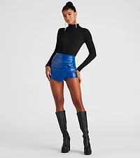 Cool-Girl Vibes Faux Leather Wrap Skort