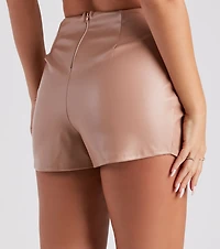 Cool-Girl Vibes Faux Leather Wrap Skort