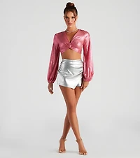 Cool-Girl Vibes Faux Leather Wrap Skort
