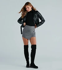 Plaid Sensation Faux Wrap Mini Skort