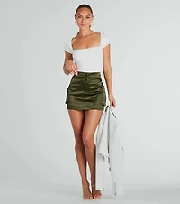 Stylish Occasion Satin Cargo Mini Skirt