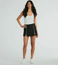 Bringing The Vibe Zipper Ponte Mini Skort