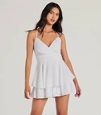 Meant To Be Surplice V-Neck Strappy Chiffon Romper