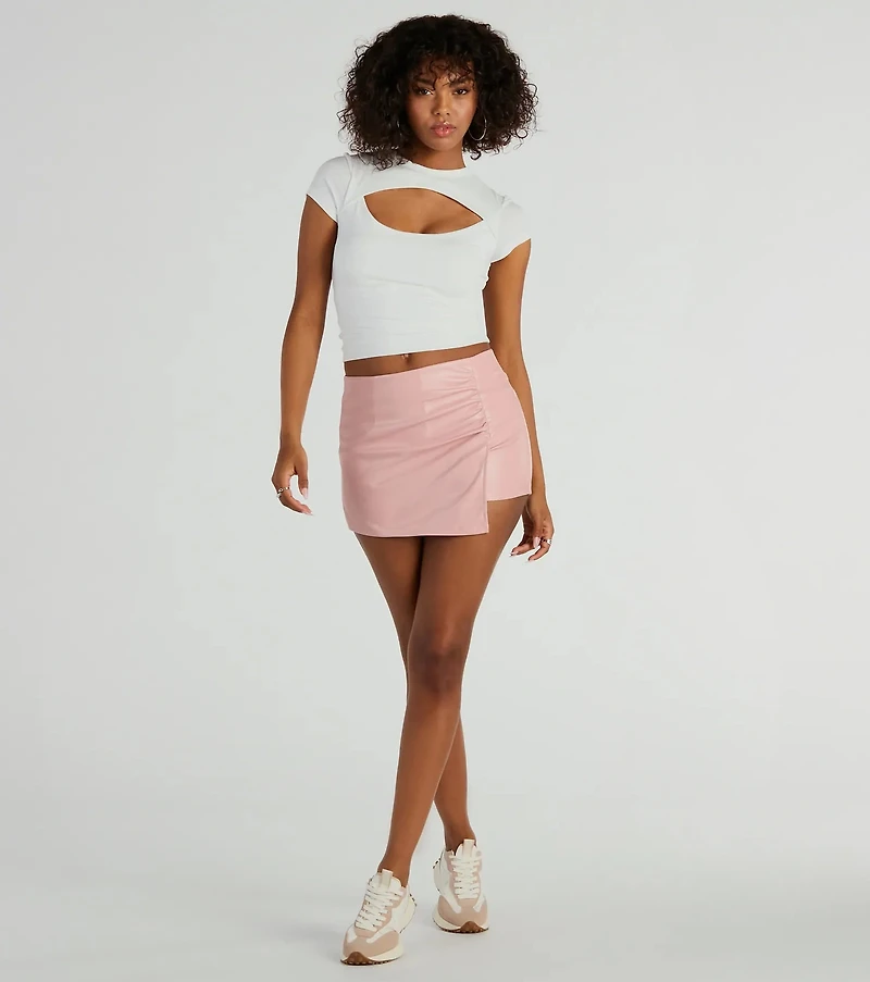 Worth It Faux Leather Mini Skort