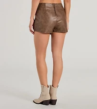 Chic Factor Wrap-Front Faux Leather Skort