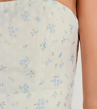 Romantic Spot Strapless Floral Chiffon Romper