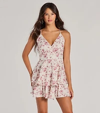 Most Lovely Tie Back Ruffled Skater Floral Romper