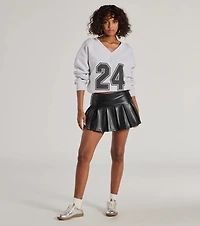 Playful Pleats Faux Leather Drop Waist Skort