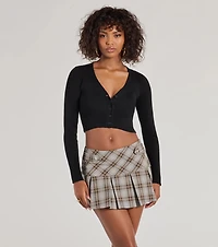 Plaid Charm Pleated Drop Waist Skort