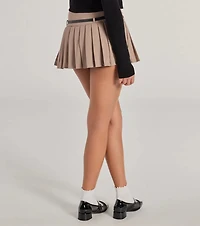 Pleated Perfection Drop Waist Belted Skort