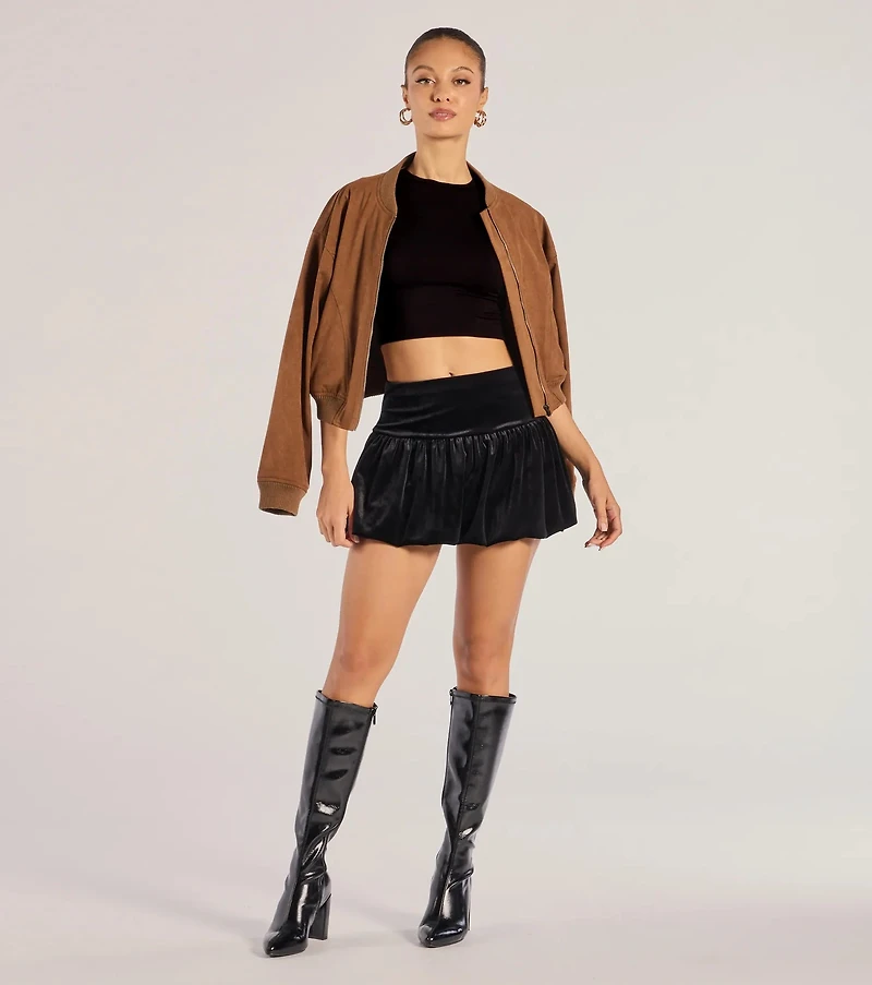 Luxe Impression Velvet Bubble Skort