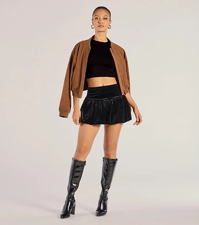 Luxe Impression Velvet Bubble Skort